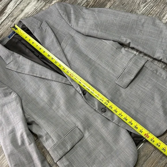 Stafford Gray Plaid Men Blazer , 44 Regular Classic Fit